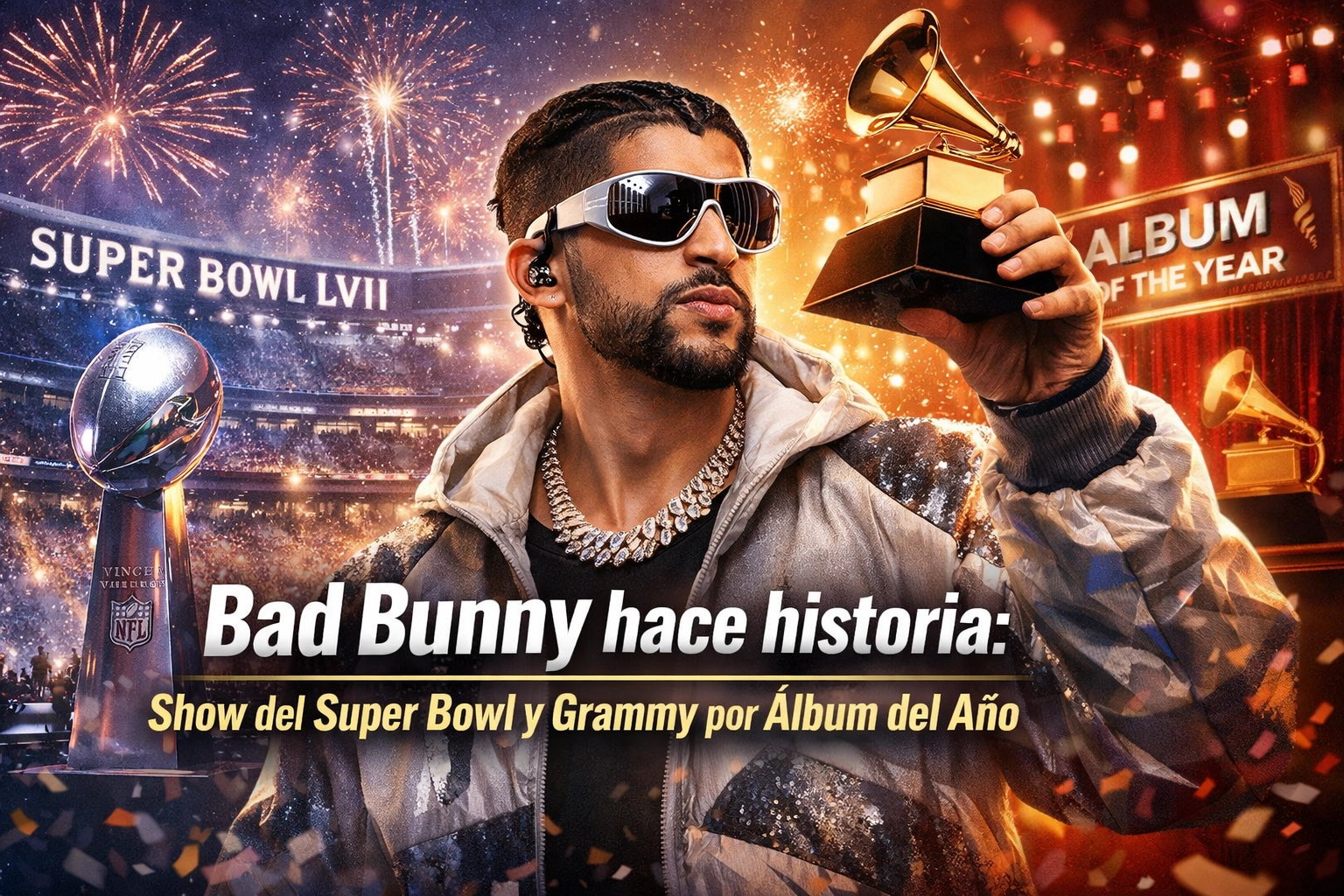 Bad Bunny hace historia: Show del Super Bowl y Grammy por Álbum del Año